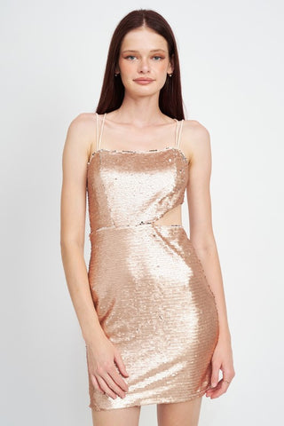 Hot Girl Starlet Sequined Cutout Mini Dress