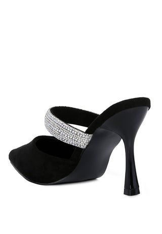 Hot Girl  X London Rag Delia Diamante Strap Velvet Heeled Mules