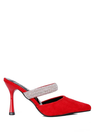 Hot Girl  X London Rag Delia Diamante Strap Velvet Heeled Mules