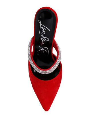 Hot Girl  X London Rag Delia Diamante Strap Velvet Heeled Mules