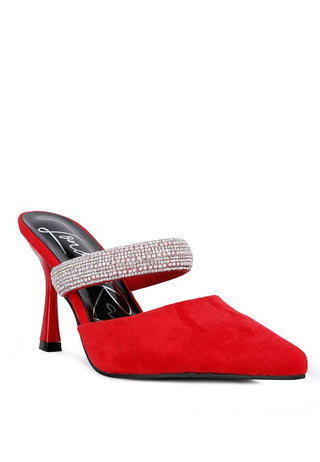 Hot Girl  X London Rag Delia Diamante Strap Velvet Heeled Mules