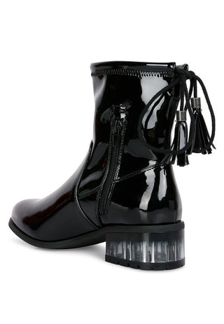 Hot Girl High Shine Cheer Leader Tassels Detail Ankle Boots