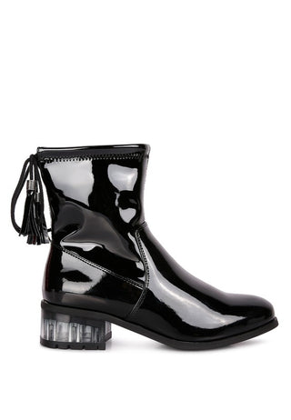 Hot Girl High Shine Cheer Leader Tassels Detail Ankle Boots