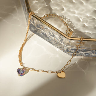 HGA Crystal Heart Anklet Bracelet In Gold