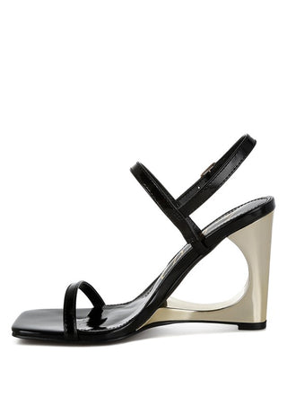 Hot Girl X London Rag Ladra Metallic Fantasy Wedge Heel Sandals In Black