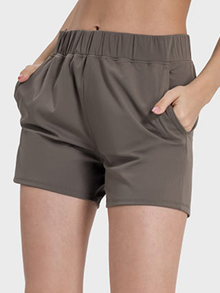 Hot Girl Elastic Waist Active Shorts With Pockets - Hot Girl Apparel