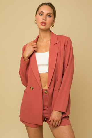 Hot Girl Tuscany Double Breasted Blazer In Terracotta