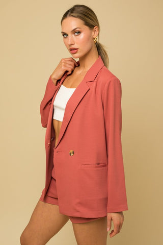 Hot Girl Tuscany Double Breasted Blazer In Terracotta