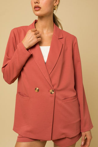 Hot Girl Tuscany Double Breasted Blazer In Terracotta