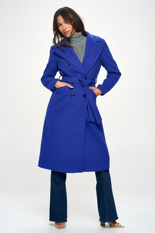 Hot Girl X Coalition LA Royalisse Double-Breasted Pea Coat In Blue