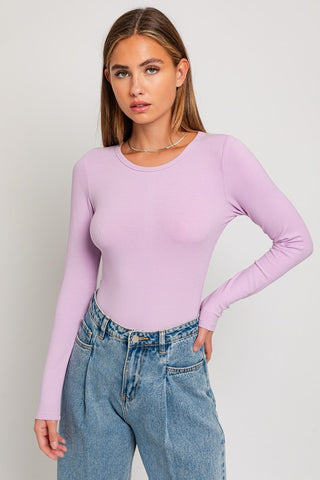 Hot Girl Le Lis Ribbed Long Sleeve Bodysuit