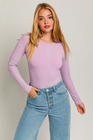 Hot Girl Le Lis Ribbed Long Sleeve Bodysuit