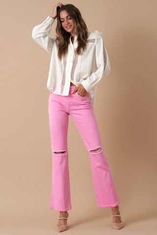 Hot Girl Denim Lab Pretty In Pink High Rise Straight Jeans