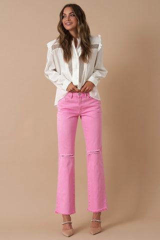 Hot Girl Denim Lab Pretty In Pink High Rise Straight Jeans