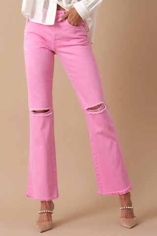 Hot Girl Denim Lab Pretty In Pink High Rise Straight Jeans