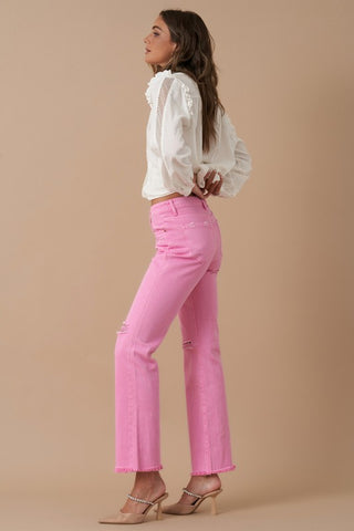 Hot Girl Denim Lab Pretty In Pink High Rise Straight Jeans