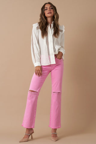 Hot Girl Denim Lab Pretty In Pink High Rise Straight Jeans