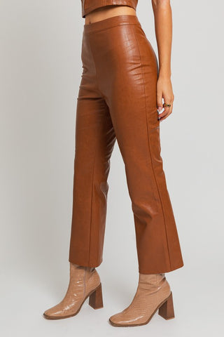 Hot Girl Vixen Vegan Leather Straight Leg Pants In Camel