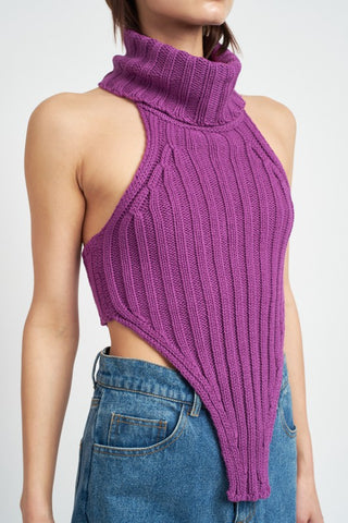 Hot Girl Knit Turtleneck Halter Top