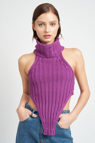 Hot Girl Knit Turtleneck Halter Top