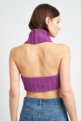 Hot Girl Knit Turtleneck Halter Top