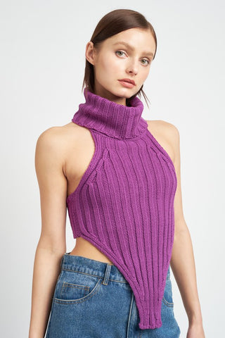 Hot Girl Knit Turtleneck Halter Top