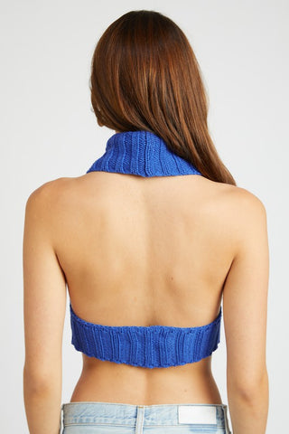 Hot Girl Knit Turtleneck Halter Top