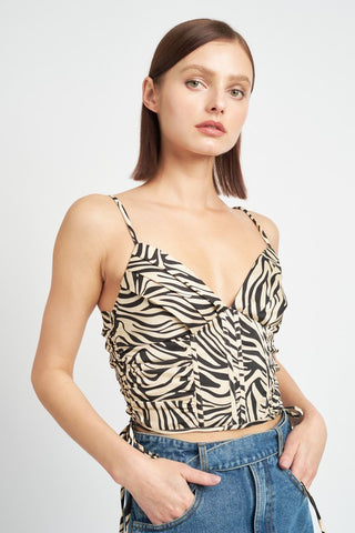 Hot Girl Gone Wild Zebra Print Ruched Corset Top