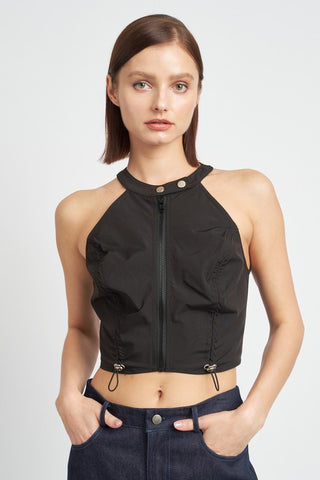 Hot Girl Zippered Utility Cropped Halter Top