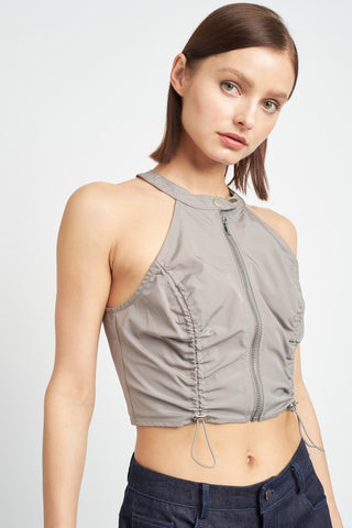 Hot Girl Zippered Utility Cropped Halter Top