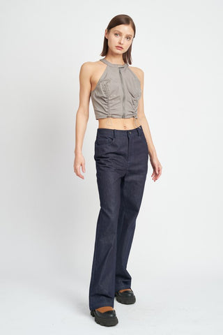 Hot Girl Zippered Utility Cropped Halter Top