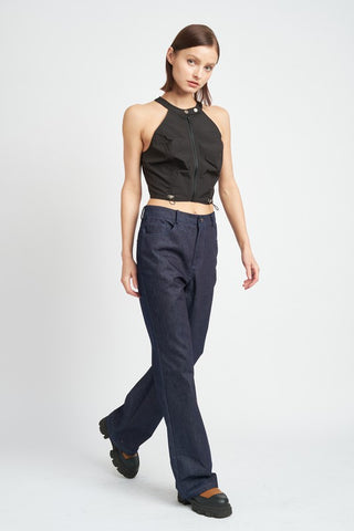 Hot Girl Zippered Utility Cropped Halter Top