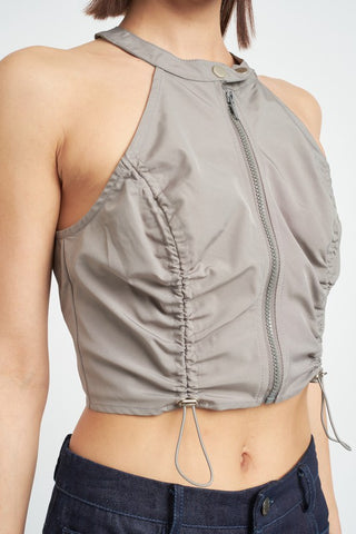 Hot Girl Zippered Utility Cropped Halter Top