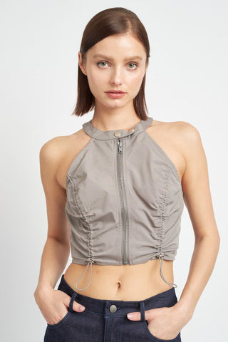 Hot Girl Zippered Utility Cropped Halter Top