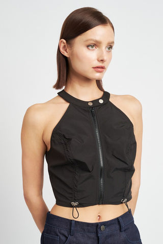 Hot Girl Zippered Utility Cropped Halter Top