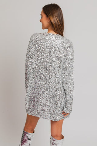 Hot Girl Afterparty Long Sleeve Sequin Mini Dress