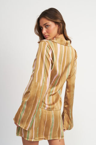 Hot Girl Desert Storm Striped Long Sleeve Blouse