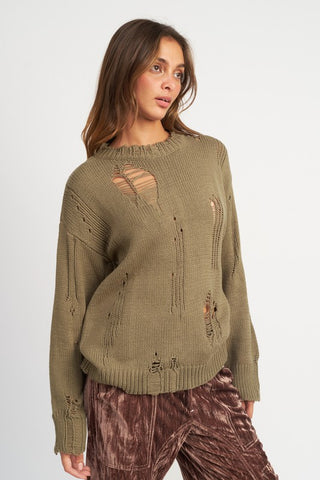 Hot Girl Distressed Factor Oversized Sweater