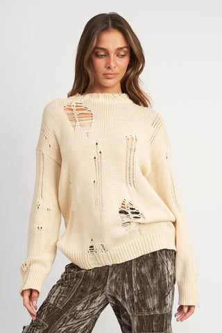 Hot Girl Distressed Factor Oversized Sweater