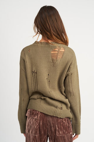 Hot Girl Distressed Factor Oversized Sweater