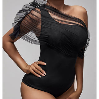 Hot Girl One Shoulder Mesh Bodysuit - Hot Girl Apparel