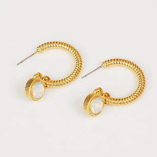 HGA Rope Cat's Eye Stone C-Hoop Earrings