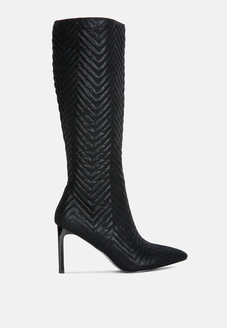 Hot Girl X London Rag Quilted Italian Block Heel Calf Boots