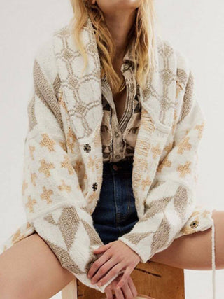 Hot Girl Geo Print Oversized Cardigan