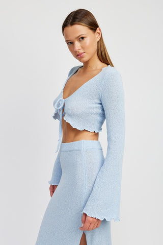 Hot Girl Skylar Tied Long Sleeve Crop Top