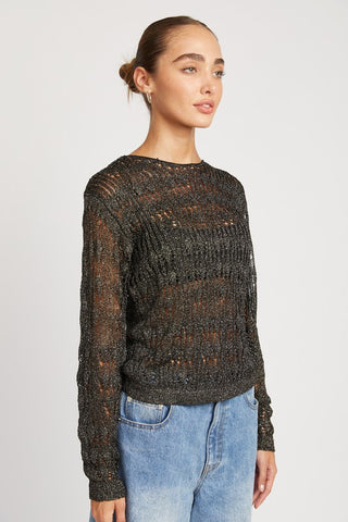 Hot Girl Glitter Yarn Crocheted Long Sleeve Top