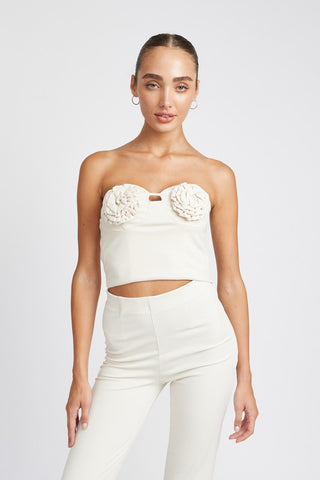 Hot Girl Rosette Bustier Crop Top In Cream