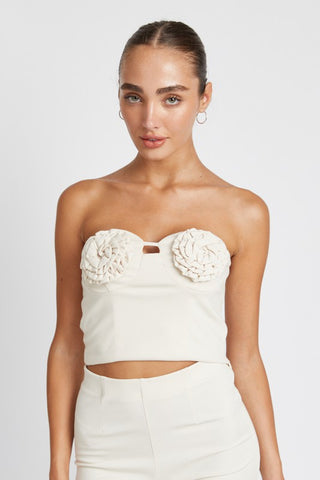 Hot Girl Rosette Bustier Crop Top In Cream