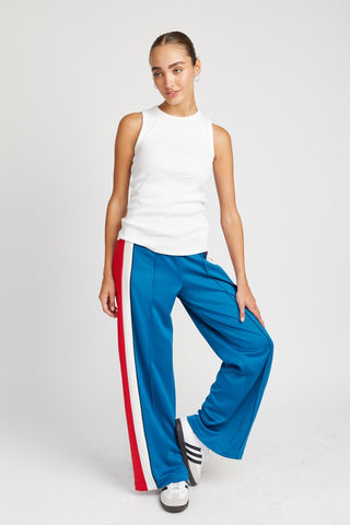 Hot Girl Colorblock Track Pants In Blue