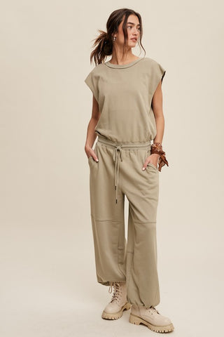 Hot Girl Athleisure French Terry Loose Jogger Jumpsuit